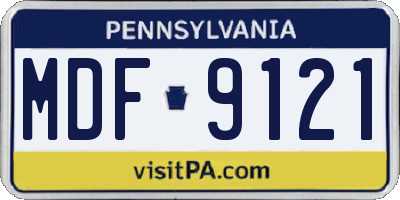 PA license plate MDF9121
