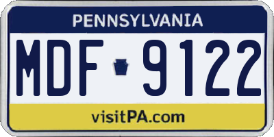 PA license plate MDF9122