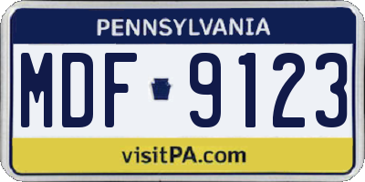 PA license plate MDF9123