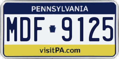 PA license plate MDF9125