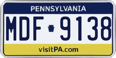 PA license plate MDF9138