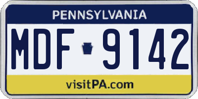PA license plate MDF9142