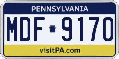 PA license plate MDF9170