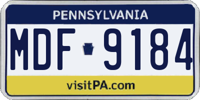 PA license plate MDF9184