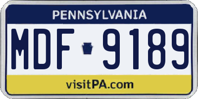 PA license plate MDF9189