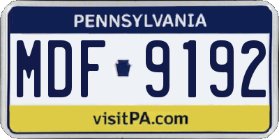 PA license plate MDF9192