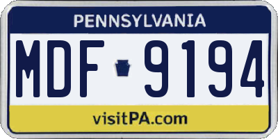 PA license plate MDF9194