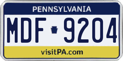 PA license plate MDF9204