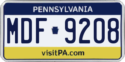 PA license plate MDF9208