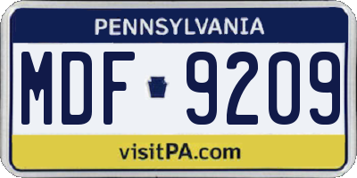PA license plate MDF9209