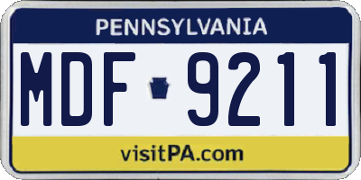 PA license plate MDF9211