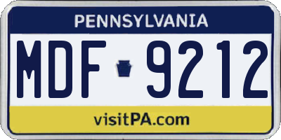 PA license plate MDF9212