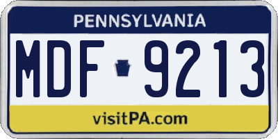 PA license plate MDF9213