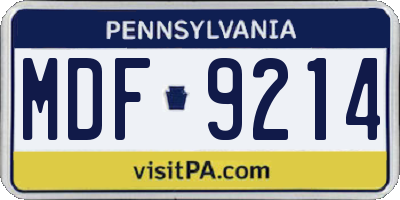 PA license plate MDF9214