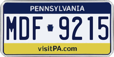 PA license plate MDF9215
