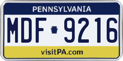 PA license plate MDF9216