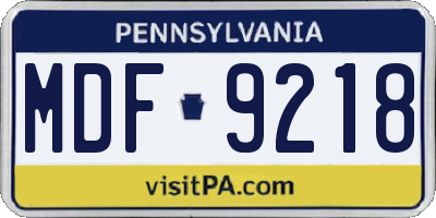 PA license plate MDF9218