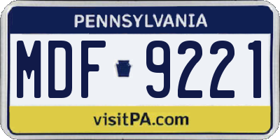 PA license plate MDF9221
