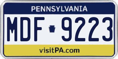PA license plate MDF9223