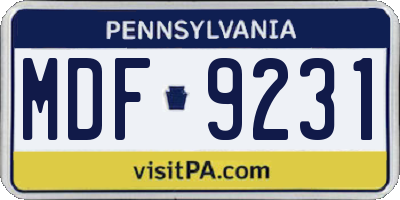 PA license plate MDF9231