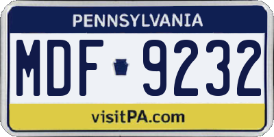 PA license plate MDF9232