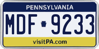PA license plate MDF9233