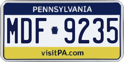 PA license plate MDF9235