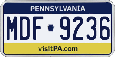PA license plate MDF9236