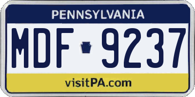 PA license plate MDF9237