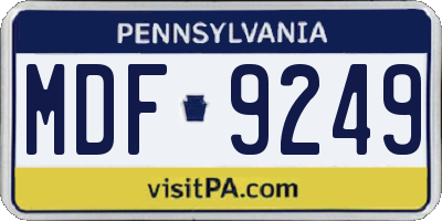 PA license plate MDF9249