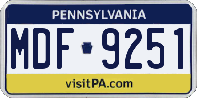 PA license plate MDF9251