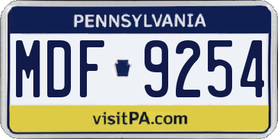 PA license plate MDF9254