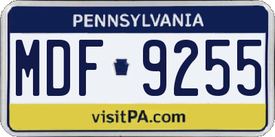 PA license plate MDF9255