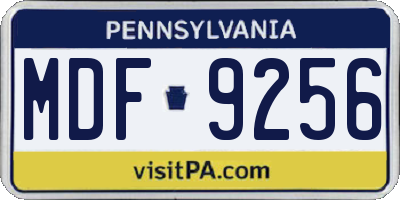 PA license plate MDF9256