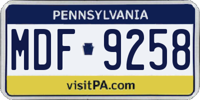 PA license plate MDF9258