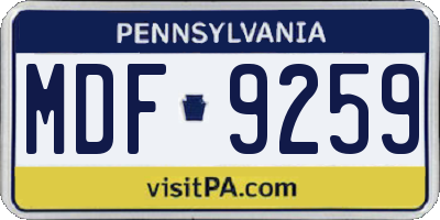 PA license plate MDF9259