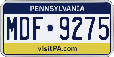 PA license plate MDF9275