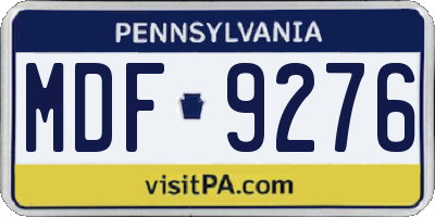 PA license plate MDF9276