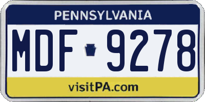 PA license plate MDF9278