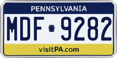 PA license plate MDF9282