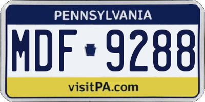 PA license plate MDF9288