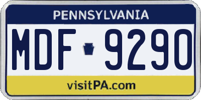 PA license plate MDF9290