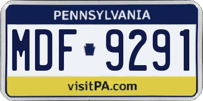 PA license plate MDF9291