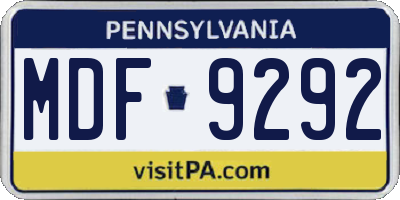 PA license plate MDF9292
