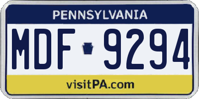 PA license plate MDF9294