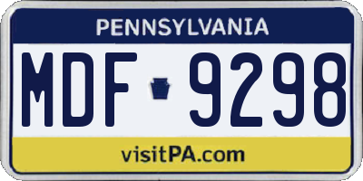 PA license plate MDF9298