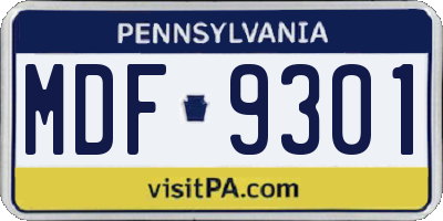 PA license plate MDF9301