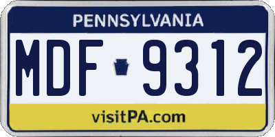 PA license plate MDF9312