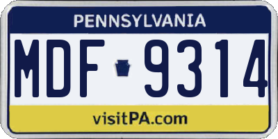 PA license plate MDF9314