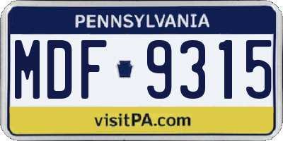 PA license plate MDF9315